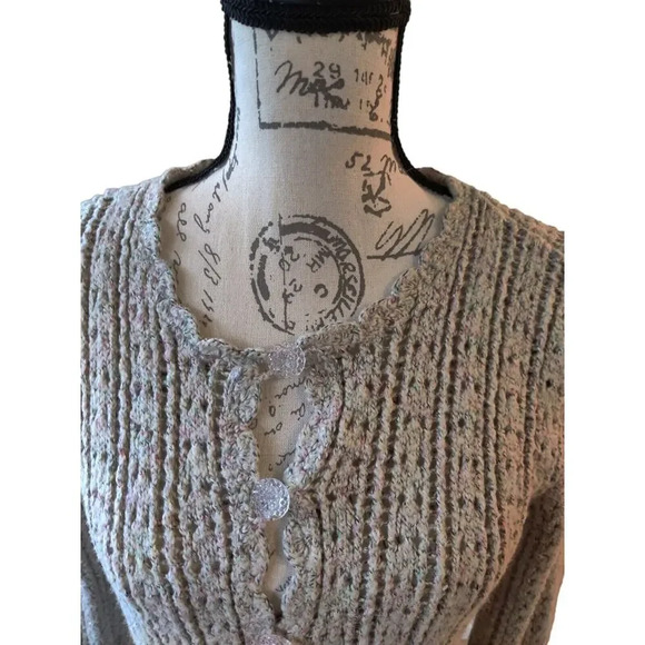 Vintage Cardigan Crochet Button Sweater Sz Petite Medium Artsy Grannycore - Picture 10 of 12